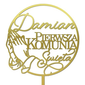 TOPPER TORT I KOMUNIA SWIĘTA DOWOLNE IMIĘ ZŁOTY