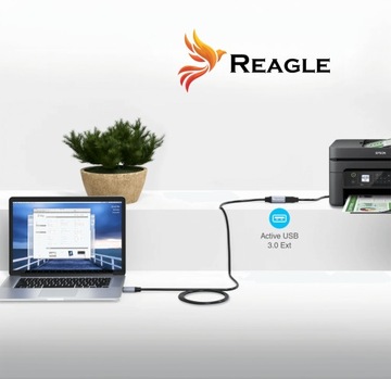 Удлинительный кабель Reagle USB-A, 10 м, активный кабель USB 3.2 Gen 1, 5 Гбит/с + усилитель