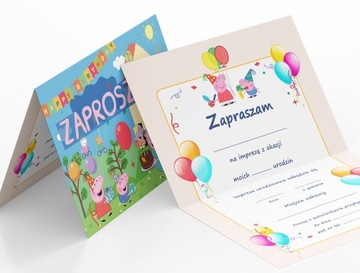 ZAPROSZENIE ŚWINKA PEPPA PIG NA URODZINY DZIECKA + KOPERTA GRATIS