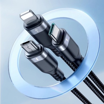 МНОГОФУНКЦИОНАЛЬНЫЙ КАБЕЛЬ Lightning 3-в-1 JOYROOM USB-C MICRO USB 1,2 М + БЕСПЛАТНЫЙ стилус