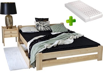 Łóżko drewniane podwójne EURO 120x200 +MATERAC PIANKOWY stelaż gratis