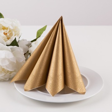 САЛФЕТКИ ЗОЛОТЫЕ МЕТАЛЛИЧЕСКИЕ ПРИЧАСТИЕ 33Х33СМ 20 шт.