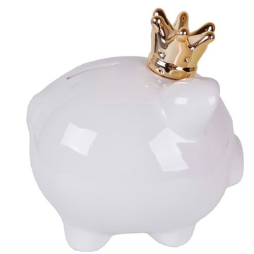 Открывающаяся копилка, керамика, белая, 15х15, бело-золотая