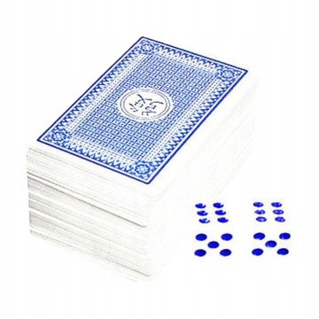 Zestaw 144 kart do gry Mahjong z 2 kostkami do gry