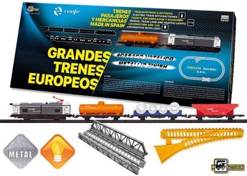 Pequetren pociąg towarowy Arco Renfe z mostem, światłami drogowymi i najazdem