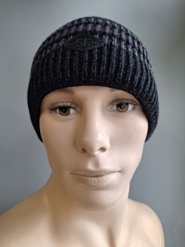 ШАПКА МУЖСКАЯ ПЛОТНАЯ ЗИМНЯЯ САБФИЛЬ НА ФЛИСЕ, ЧЕРНАЯ, ТЕПЛЫЕ ПОЛОСКИ