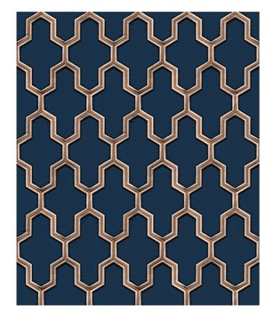 Tapeta na ścianę geometryczna GRANATOWA tkanina