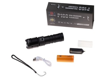 ТАКТИЧЕСКИЙ СВЕТОДИОДНЫЙ ФОНАРЬ XHP160 26650 USB ZOOM