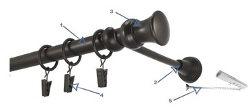 Карниз металлический, диаметр 16, одинарный, 100 см.