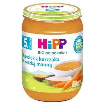 HiPP BIO Rosołek z kurczaka z kaszką manną 190g