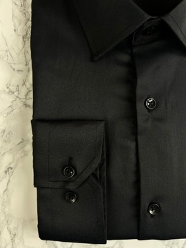 Koszula męska XXL ESPADA 57% bawełna regular fit czarna gładka dł rękaw