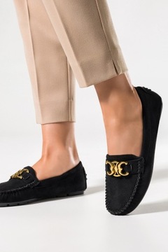 ЧЕРНЫЕ МОКАСИНЫ ЖЕНСКИЕ ЛЕГКИЕ СЛИПОНЫ С МОДНЫМ ОТДЕЛЕНИЕМ, размер 37