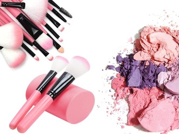 НАБОР ПРОФЕССИОНАЛЬНЫХ КИСТЕЙ ДЛЯ МАКИЯЖА 12 ШТ. В СИНТЕТИЧЕСКОМ ПОКРЫТИИ