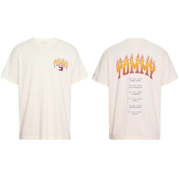 TOMMY HILFIGER KOSZULKA MĘSKA T-SHIRT RLX VINTAGE FLAM ECRU r.XL