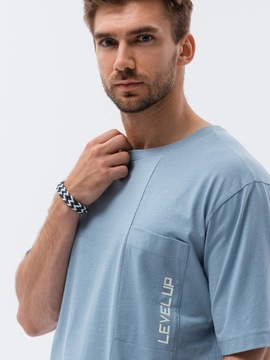 T-shirt męski bawełniany OVERSIZE S1628 nieb M