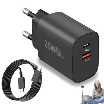 SZYBKA ŁADOWARKA USB-C+USB PODWÓJNY PORT PD3.0 25W