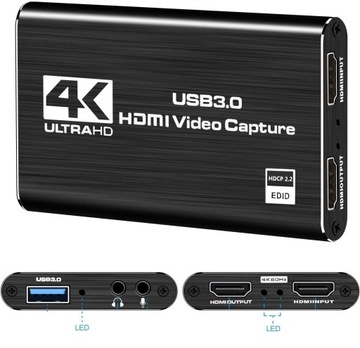Видеорегистратор с граббером для ПК HDMI 4K USB3.0