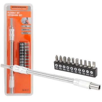 WERCKMANN ELASTYCZNE PRZEDŁUŻENIE + BITY 1/4'' 200mm 2000obr