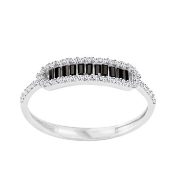 Srebrny Pierścionek Czarne Cyrkonie 925 Verona Jewellery