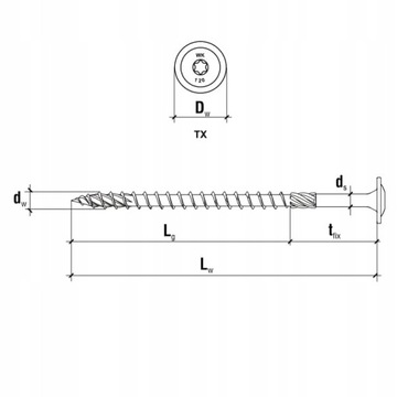 СТОЛЯНЫЕ ШУРУРЫ ПО ДЕРЕВО, TORX ПЛАСТИНЫ, 6x280