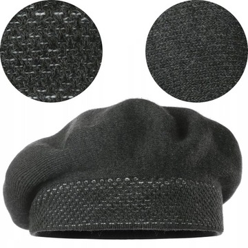 BERET DAMSKI KLASYCZNY ZIMOWY PRODUKT POLSKI MAJKA ELEGANCKI GRAFITOWY