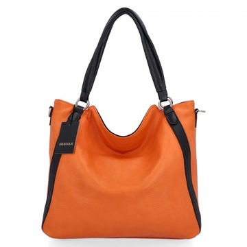 Torebka Damska Shopper Bag XL Skóra Ekologiczna Pomarańczowa Hernan HB0337