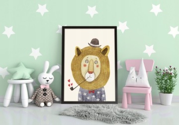 КАРТИНА-ПОСТЕР В РАМКЕ А4 см Лев PD270