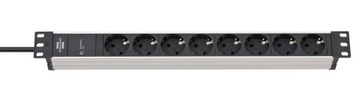 Brennenstuhl Alu Line 8-way 19 2m black / grey - H05VVF3G1,5 / 19,500 A