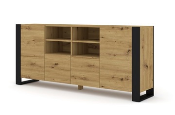 Komoda MONDI 188 cm dąb artisan czarna stojąca