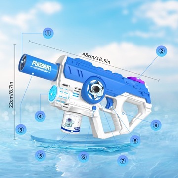 ЭЛЕКТРИЧЕСКИЙ ВОДЯНОЙ ПИСТОЛЕТ СВЕТОДИОДНЫЙ МАШИНА ДЛЯ ПУЗЫРЬКОВ 2В1 + ЖИДКОСТЬ + АККУМУЛЯТОР
