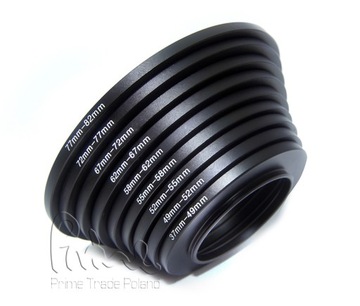 Комплект фильтрующих переходников 37 49 52 55 58 62 67 72 77 82 мм повышающий 9 шт.