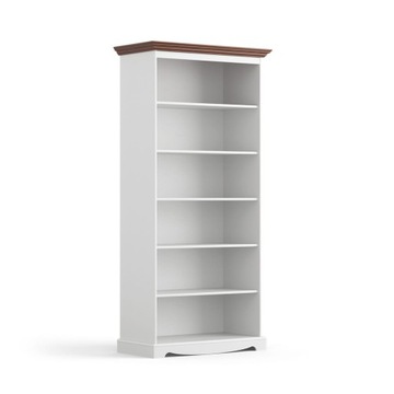 BIAŁY REGAŁ NA KSIĄŻKI DREWNIANY SOSNOWY BIBLIOTEKA BELLUNO ELEGANTE