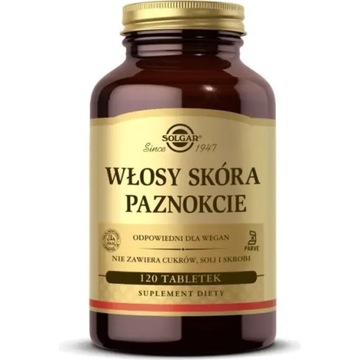 SOLGAR WŁOSY SKÓRA PAZNOKCIE 120 TABLETEK