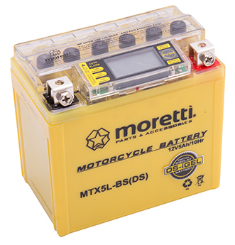 Akumulator motocyklowy AGM MTX5L-BS 12V 5Ah 70A + LCD