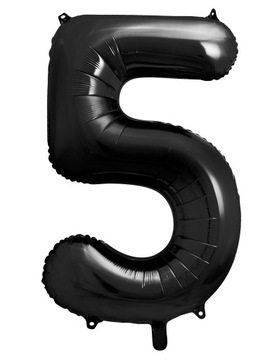 Duży Balon Foliowy Czarny Cyfra 5 Dekoracja na Urodziny 86 cm
