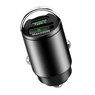 ŁADOWARKA SAMOCHODOWA MINI MOCNA SZYBKA type-c+Max100W CZARNY