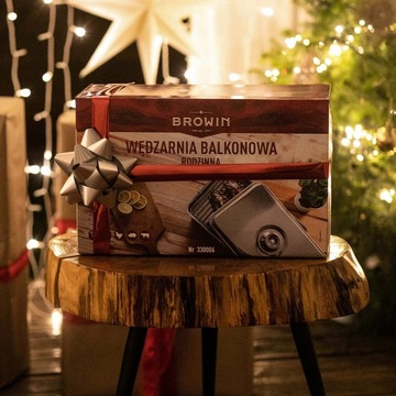 WĘDZARNIA BROWIN BALKONOWA RODZINNA z TERMOMETREM 3 RUSZTY do SZYNEK RYB
