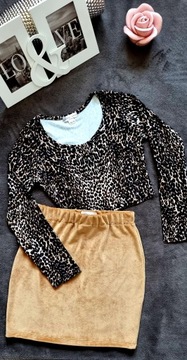 TOP TOPIK короткая БЛУЗКА с леопардовым принтом, вырез XS/S