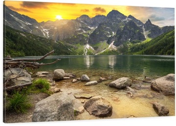 OBRAZ NA PŁÓTNIE GÓRY JEZIORO LAS TATRY 100x70