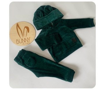 DRES WELUROWY USZY MISIA R. 80 BUTELKOWA ZIELEŃ