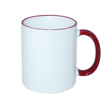 Kubek 330ml z Bordowym Uszkiem Sublimacja