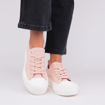 TRAMPKI damskie buty tenisówki BIG STAR na platformie różowe NN274855 36