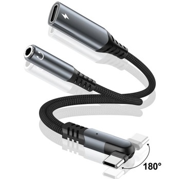 Reagle Przejściówka Adapter USB C MINI JACK 3,5mm na USB-C Ładowanie 60W