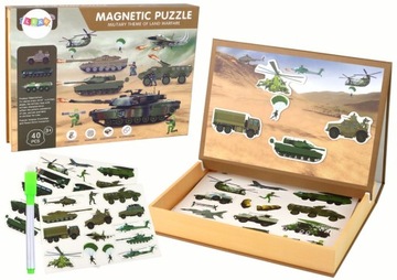 ZESTAW EDUKACYJNYCH PUZZLI MAGNETYCZNYCH Z MOTYWEM WOJNY LĄDOWEJ
