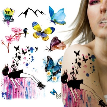 TATUAŻ ZMYWALNY TYMCZASOWY WODNY DUŻY 15X21 MOTYL