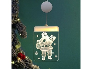 3D СВЕТОДИОДНЫЙ ВИТРАЖ УКРАШЕНИЕ ОКНА РОЖДЕСТВЕНСКИЕ СВЕТИЛЬНИКИ ДВУХСТОРОННИЕ С ПРИСОСКОЙ