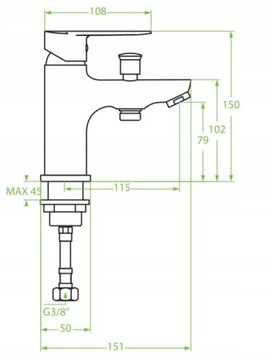 Смеситель для ванны на 1 отверстие STANDING + WASHBASIN