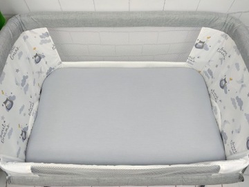 PRZEŚCIERADŁO MUŚLINOWE Z GUMKĄ DO ŁÓŻECZKA DOSTAWKI 50x82 SILVER