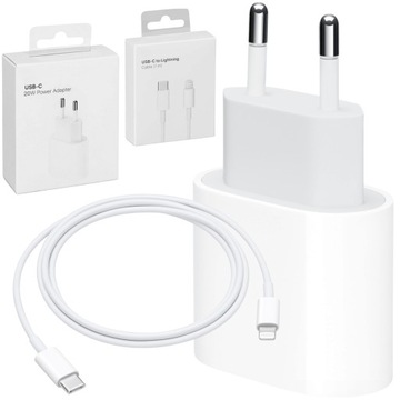 SZYBKA ŁADOWARKA DO IPHONE KOSTKA 20W + KABEL 1M / USB-C - IPHONE LIGHTING