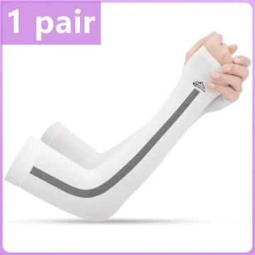 1 Pair Ice Silk Sleeve Cooling Sun Shade Women Men Sleeve Uv Protection Lon